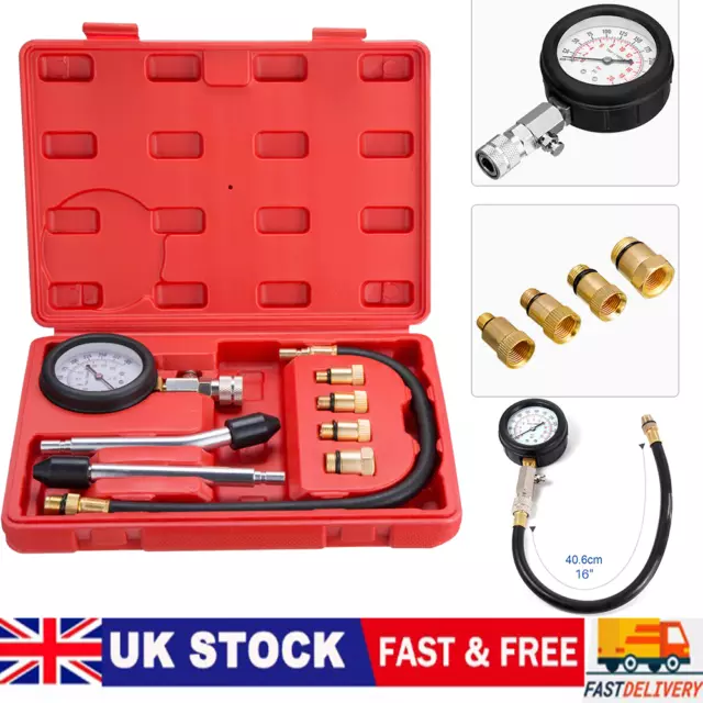 Automotive Petrol Engine Cylinder Pressure Tester Compression Gauge Test Kit