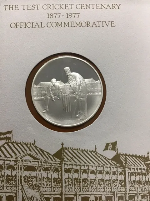 Test Cricket Centenary 1877 - 1977 Official Silver Medal Cover Superb Condition