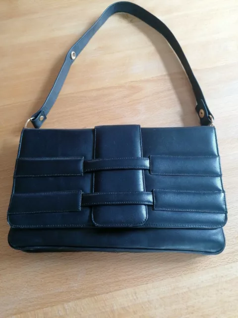 Alte Leder Handtasche blau 70er Jahre Tasche Damentasche Lederhandtasche Retro