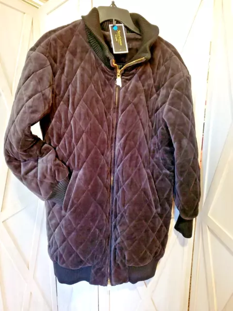 JUICY COUTURE BLACK LABEL Sz M WOMENS VELOUR QUILTED PUFFER JACKET COAT $298
