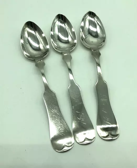 Antique Duhme & Company 19th Century Sterling Silver Three Fiddle Spoons 6"