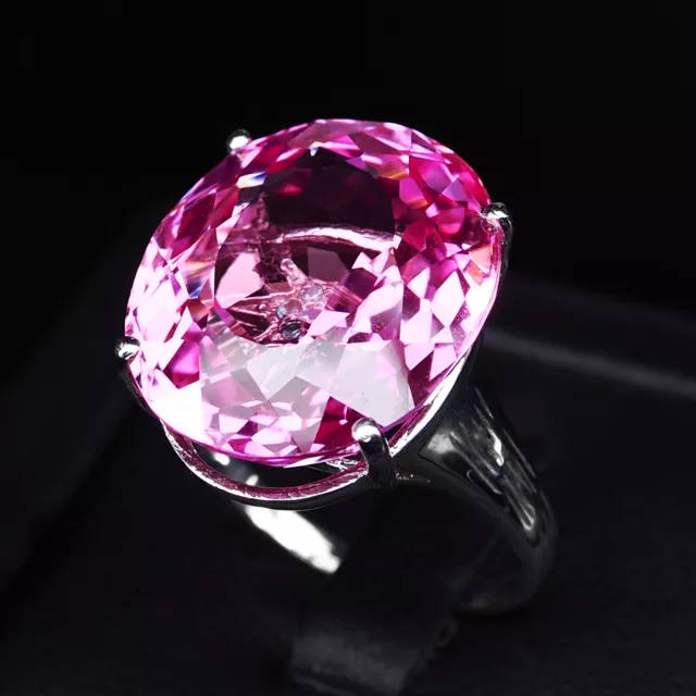 26.80Ct Stunning Pink Tourmaline 925 Sterling Silver Handmade Engagement Rings 3