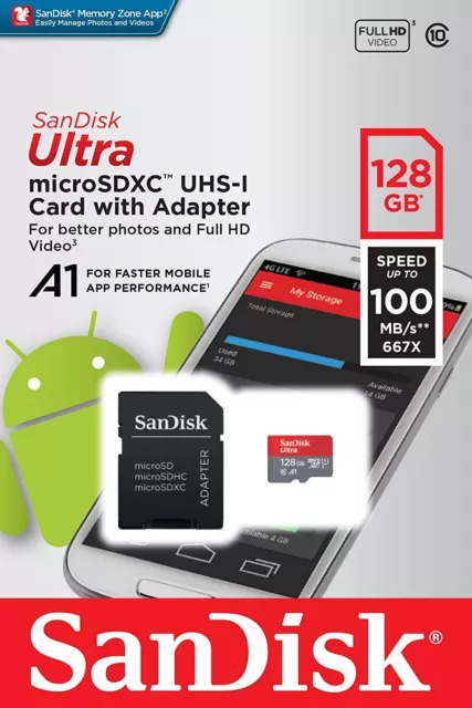 SanDisk 128GB micro SD SDXC Card 100MB/s Ultra 128G Class 10 UHS-1 A1