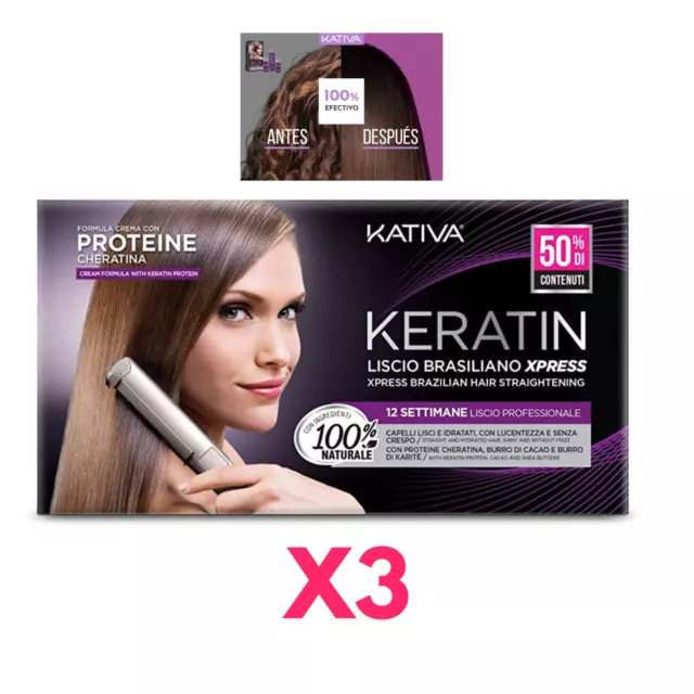 X3 Kativa Keratin Lisse Brésilien Xpress Shampooing Revitalisant Masque Kit