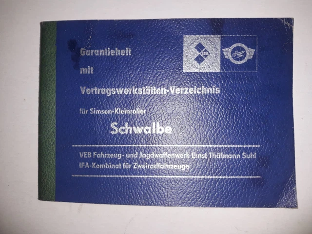 Originales Ddr Garantieheft Für Simson Schwalbe  Von 1975