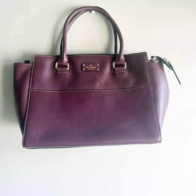 Kate Spade NY Satchel Eggplant Leather Grove Street Lana Purse Handbag