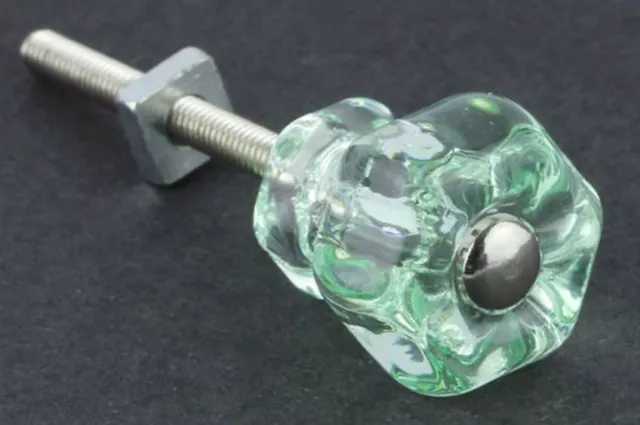 1" Antique Glass Knob Coke Bottle Green