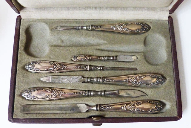 Set de manucure ancien en ARGENT avec écrin silver grattoir lime à ongle