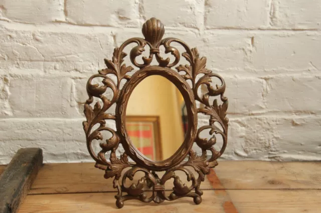 Antique Cast Iron Warner Victorian Rococo Ornate Oval Mirror Or Picture Frame