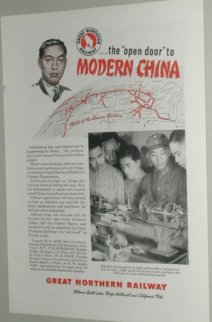 1946 GREAT NORTHERN RAILWAY advertisement, Modern China, post WWII