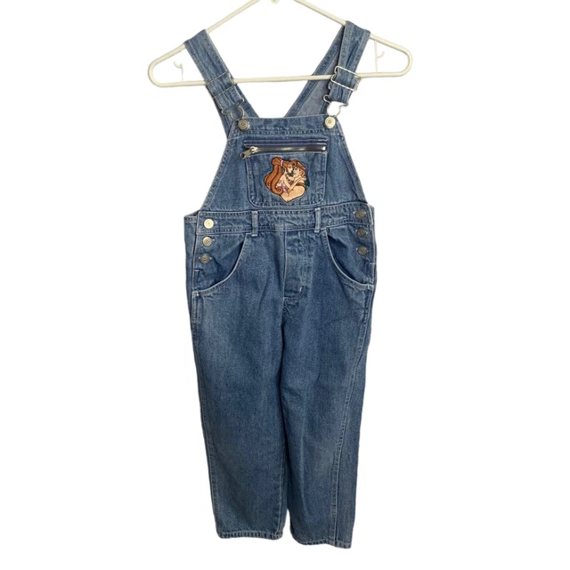 Disney Hercules Meg Denim Blue Jean Bib Overalls Girls Size 7 Cotton He Loves Me