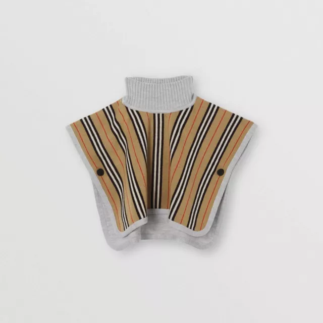Burberry Reversible Icon Stripe Merino Wool Jacquard Poncho Kids Sweater