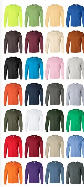 Gildan NEW Adult Ultra 100% Cotton Long Sleeve T-Shirt Mens Size S-5XL Tee 2400