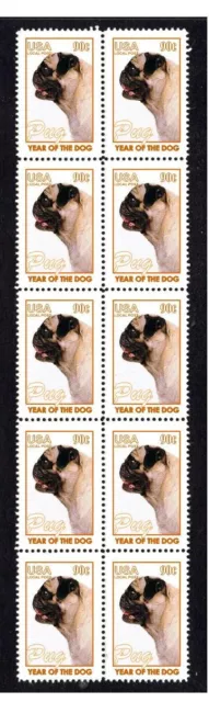 Pug Year Of The Dog Strip Of 10 Mint Vignette Stamps #5
