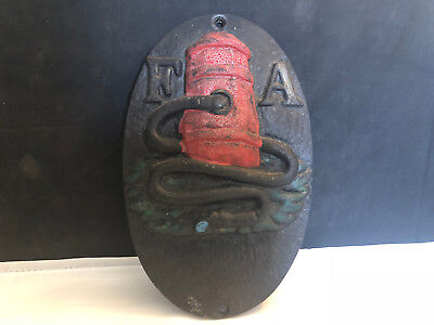 Old Vtg Collectible Firemark Firemans Insurance Plaque Fire Cast Metal FA