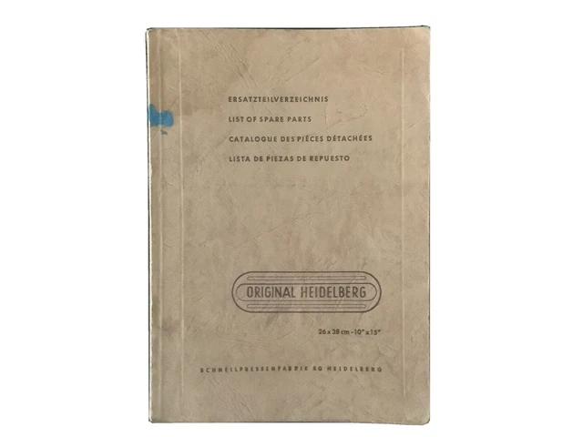 Heidelberg Windmill 10x15 Letterpress Printing Parts Book