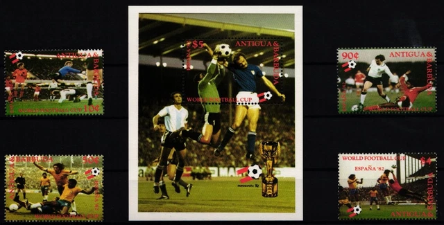 Antigua 659-662 and Block 60 Mint World Cup #JA500