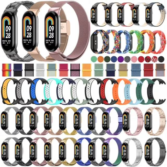Watch Strap For Xiaomi Mi Band 8/NFC Case Silicone Nylon Stainless Steel Leather