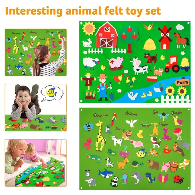 3.5Ft Children's Early Teaching Felt Board Toy Farm Animals Felt-Board Story Set 2