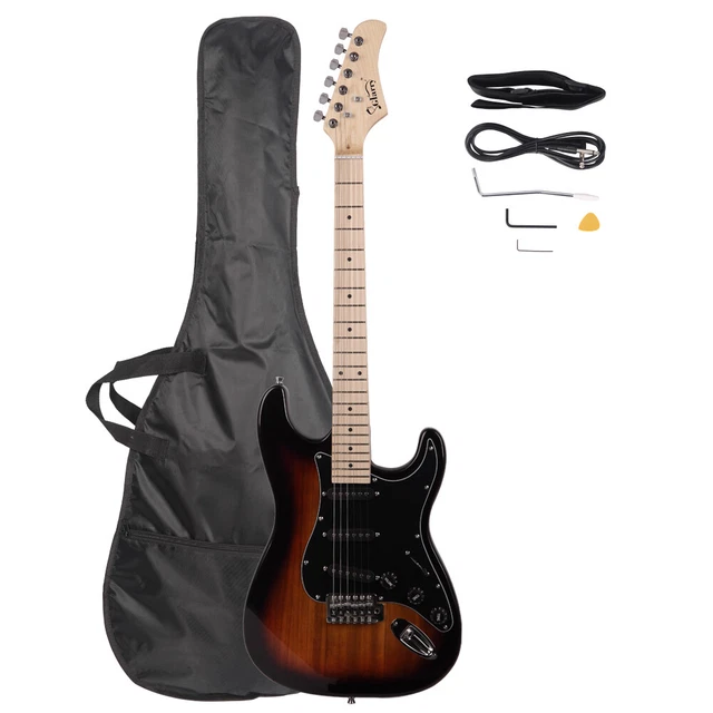 Glarry GST Stylish Electric Guitar Kit with Black Pickguard Sunset Color