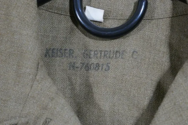 WWII US Army WAC ANC Nurse Women's Wool Waist Shirt 1943 w/ Cutter Tags & Named 3