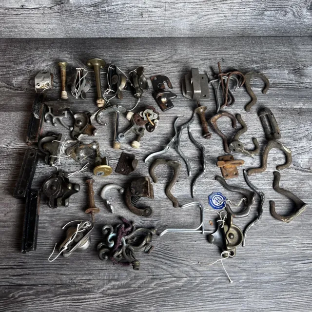 Lot Of Early Vintage Brass Cast Iron Door Hardware Various Parts