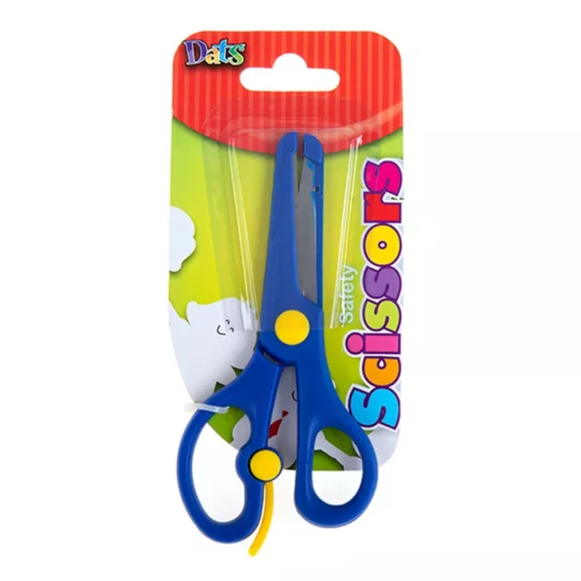 Safety Scissors Kids Plastic Blunt Tip Art Craft Spring Assisted Handle Blue