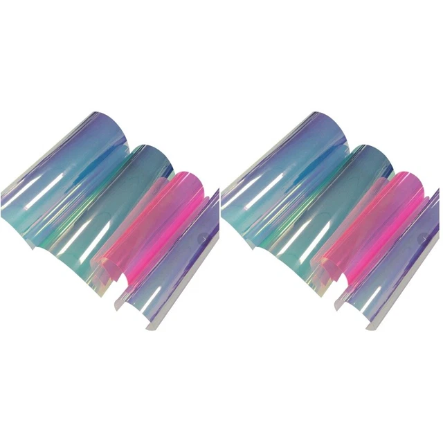 8 hojas A4 película arco iris transparente PVC brillo hágalo usted mismo equipaje ropa tela