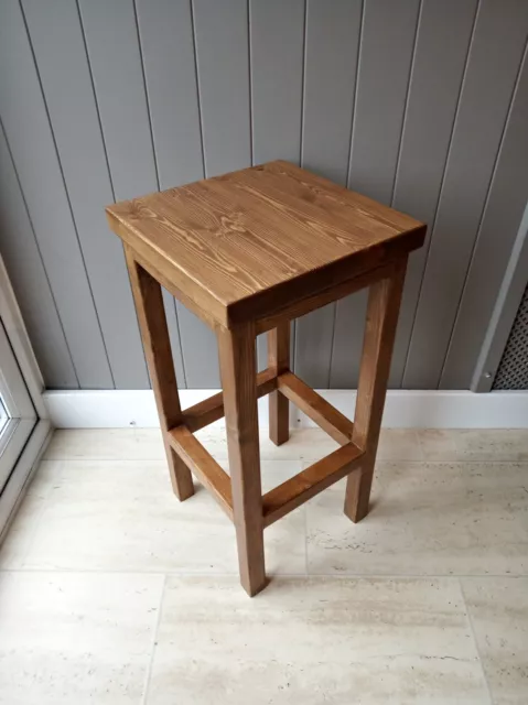 Wooden Bar Stool Breakfast Kitchen Bar High Chair Footrest Handmade 2