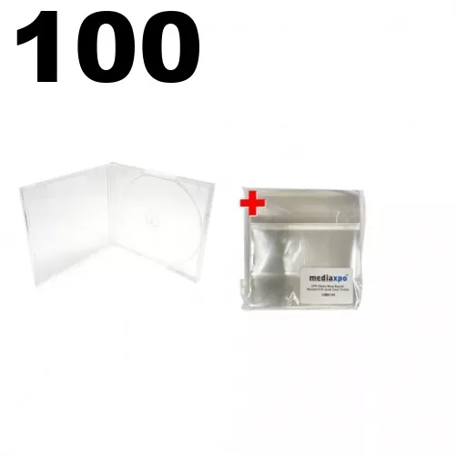 100 STANDARD Clear Single VCD PP Poly Cases 10.4MM & 100 OPP Bags