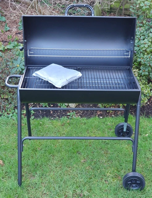 Charcoal oil drum clearance bbq with warming rack