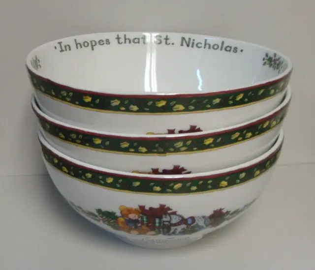 Portmeirion CHRISTMAS STORY 7" All Purpose Salad Serving Bowls SET OF THREE