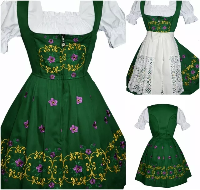 Sz 6 S Green Dirndl German Waitress Oktoberfest Dress Short Women Bavarian Party