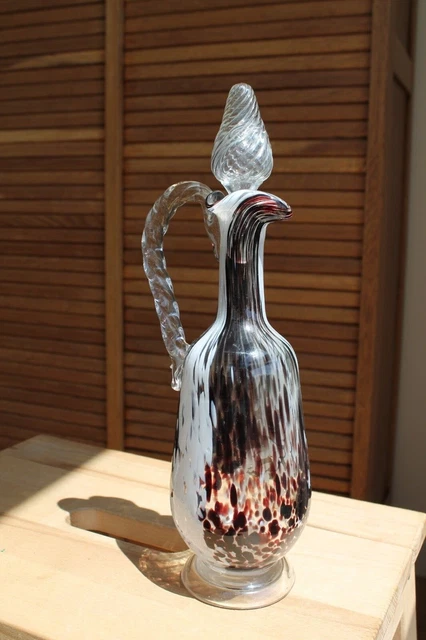 Beau Vase Carafe Soliflore Ancien Pate de Verre Clichy 1900 Legras
