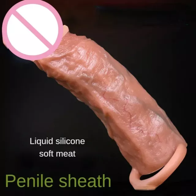 Gaine-de-Pénis-Réaliste-en-Silicone-Réutilisable-Extension-Jouets-Élargissement