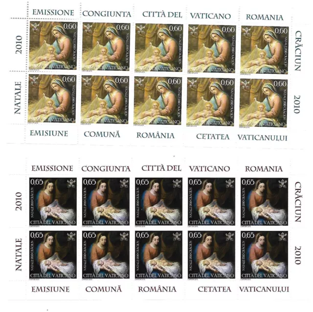 (FS490) Vatican 2010 Romania/Vatican Christmas 0.60 0.65 MNH : Full sheets V0804