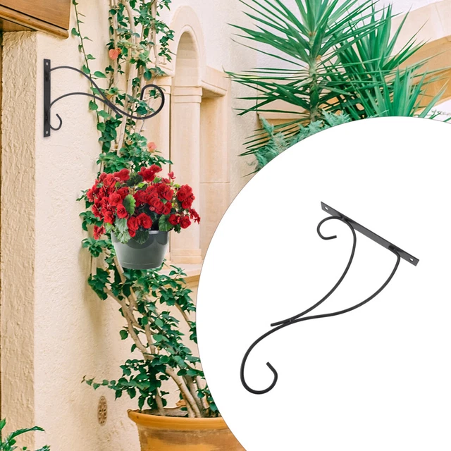 JunGG Support Mural Pour Plantes En Fer - 25 Cm, Noir - Pour Pots Suspendus, Décoration Murale