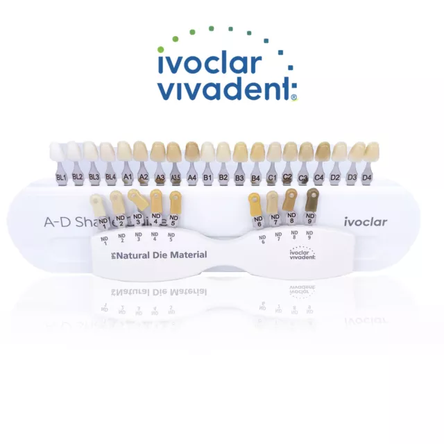 Ivoclar Vivadent Dental Shade Guide A-D 20 IPS or Natural Die ND1-9 Bleach Teeth