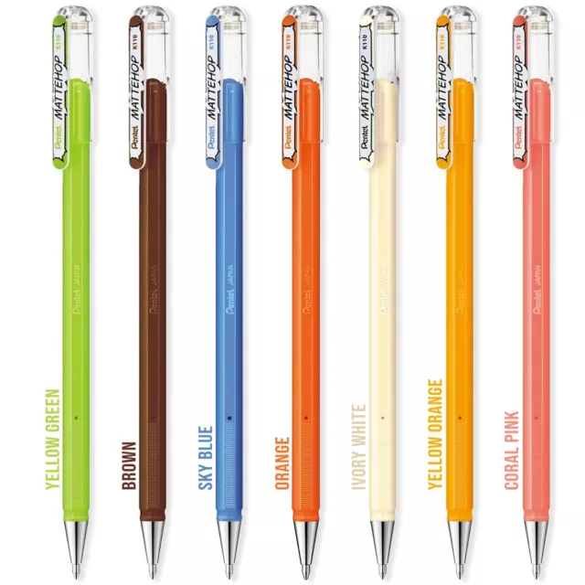 Coloured Gel Ink Rollerball Pens Pentel Mattehop 1.0mm Assorted Colours Matte 2