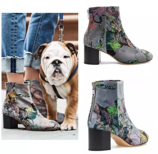 NIB $575 Rag & Bone Drea Velvet Printed Leather Boots Size: 39 (US 9 )