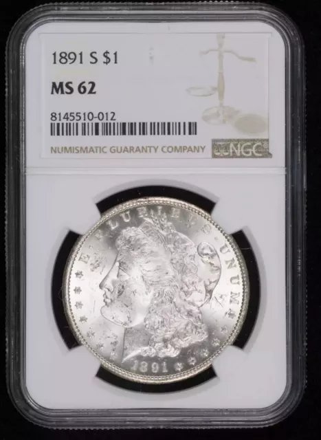 1891 S Morgan Silver Dollar NGC MS-62