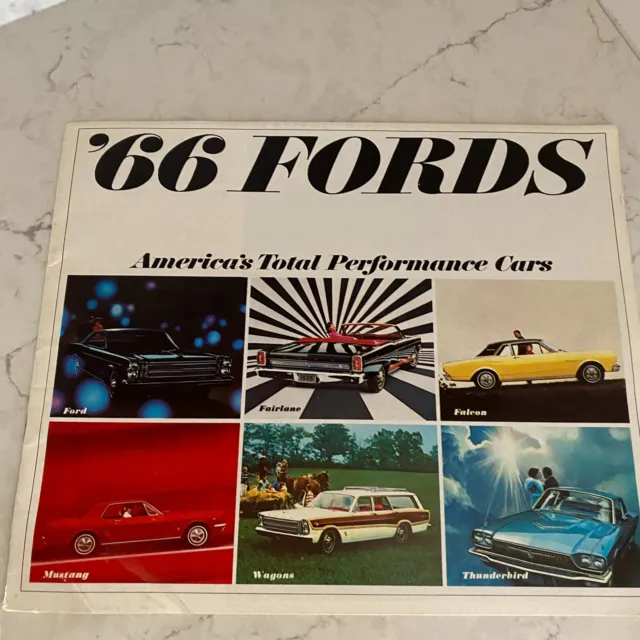 1966 Ford Fairlane Falcon Mustang Thunderbird Wagons Cars Sales Brochure