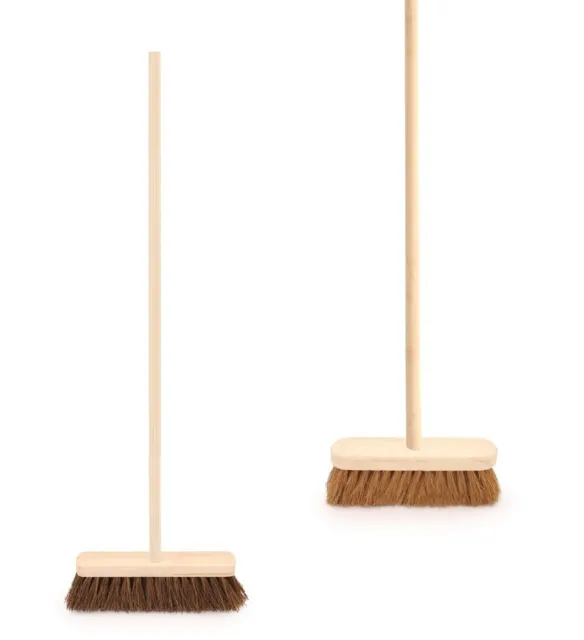 Soft Stiff Sweeping Yard Brush Outdoor Garden Cleaning Broom Wooden Handle