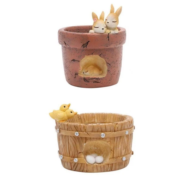 2 pcs Petits Pots Succulents Animal Pot Plante Planteur Balcon Chambre Ornements