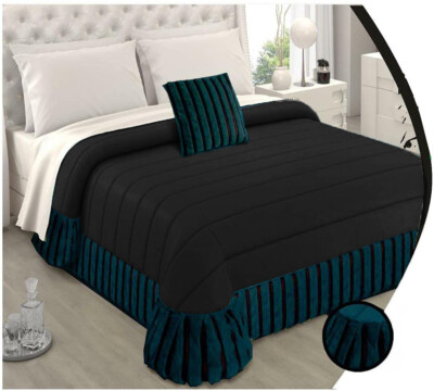 Russo Tessuti Trapunta Piumone Trapuntato Matrimoniale con Cuscino Jacquard Onde Lurex-Fango 