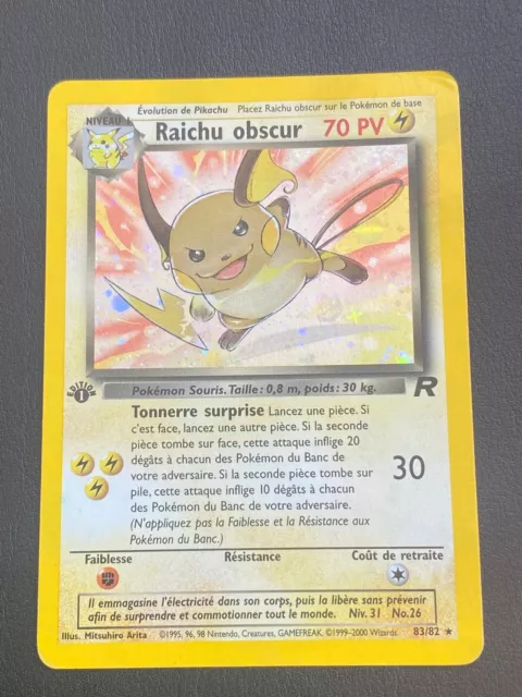 Pokemon Card Fr Wizards Team Rocket - Raichu Obscur 83/82 Edition 1 Holo - Tbe
