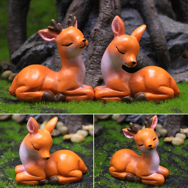 Deer Fairy Garden Accessories Cute Sika Deer Miniature Figurines for I