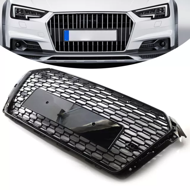 Honeycomb Black Mesh Hex Grille Grill für Audi A4/S4 B9 RS4 Style 2017 2018 2019