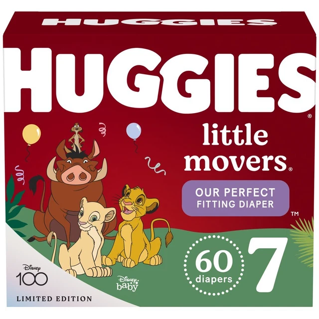 Huggies Little Movers Baby Diapers, Size 7 (41+ Lbs), 60 Ct