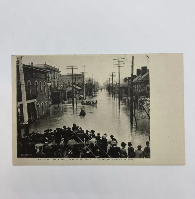 Flood Scene , Main Street , Monongahela , PA Unposted Postcard / Rare Look